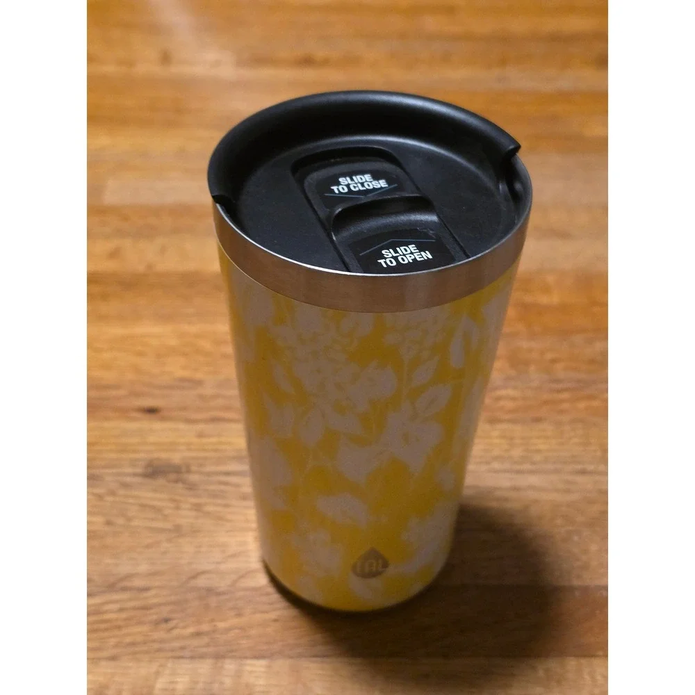 TAL Hydration Insulated Stainless Steel Tumbler Yellow White Floral Leaf 20oz
